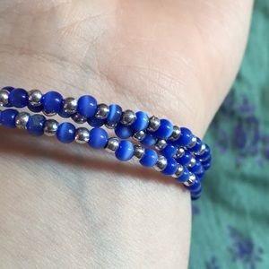 Pretty blue beaded coil bracelet